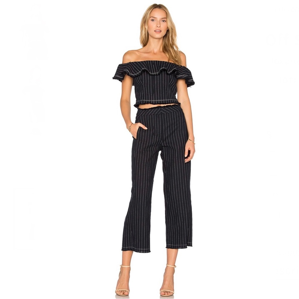 NEW T ALEXANDER WANG REVOLVE NAVY STRIPED OFF-THE-SHOULDER CROP TOP - Picture 7 of 7